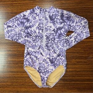 Jcrew Crewcuts long sleeve one piece swim suit tie dye purple size 12 EUC